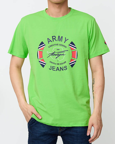Grünes bedrucktes T-Shirt für Herren - Kleidung