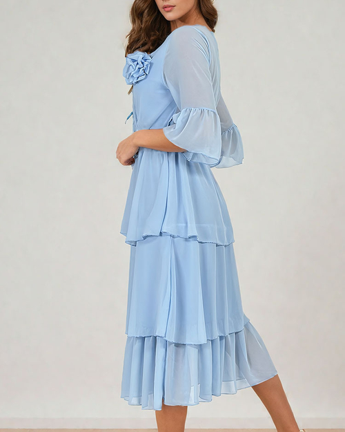 Жіноча сукня міді з рюшами Royalfashion