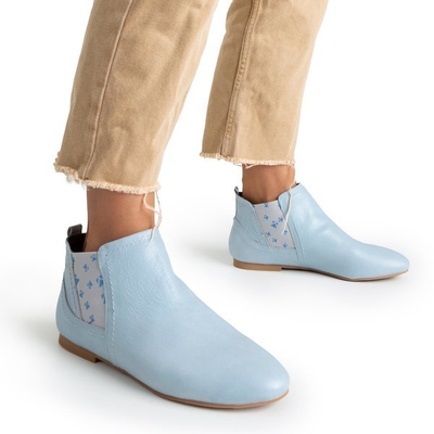  Hellblaue Chelsea-Stiefel aus Leder für Damen Heidi - Schuhe