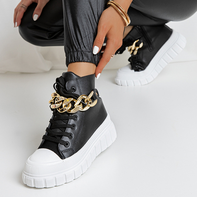 Високі чорні жіночі кеди на платформі Lanculi