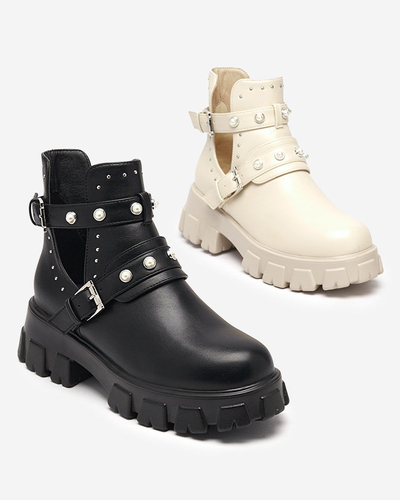 Schwarze Damenstiefel mit fester Sohle Itreff- Footwear