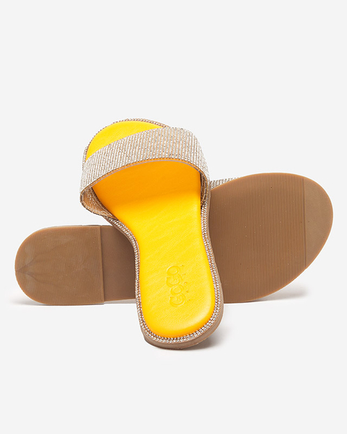 Жовті жіночі шльопанці зі стразами Verina