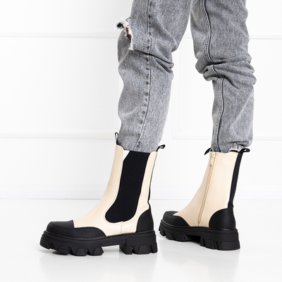 Beige Damenstiefel mit massiver Sohle Rosidi - Footwear
