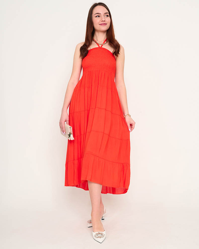 Orangefarbenes Midikleid in PLUS SIZE - Bekleidung