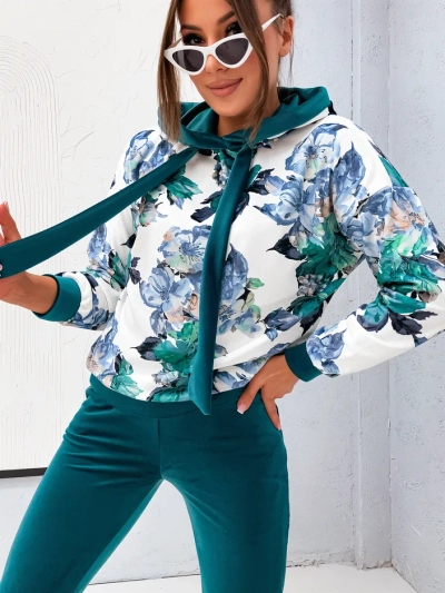 Royalfashion Damen Baumwollset, das an Samt mit Blumen erinnert