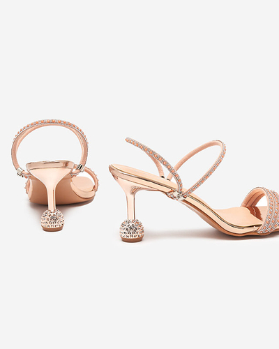 Rosa und gold lackierte Hausschuhe mit niedrigem Absatz Lakopi - Schuhe