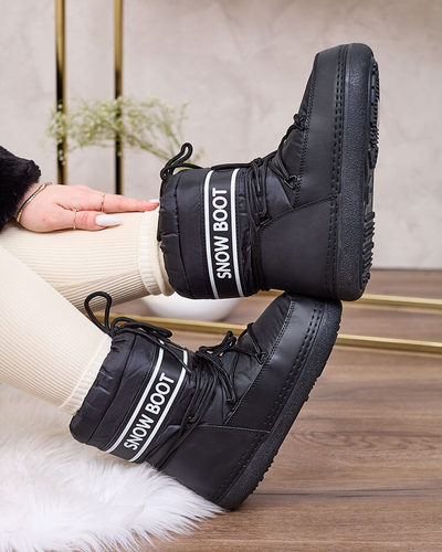Royalfashion Schwarze rahmengenähte Damen-Schneestiefel Soblesia