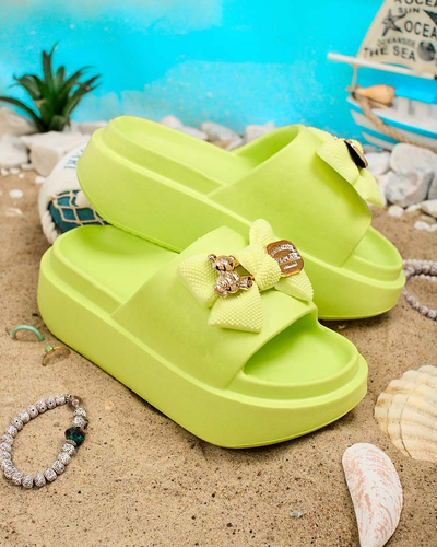 Royalfashion Damen-Gummi-Flip-Flops mit Zierschleife Nilm