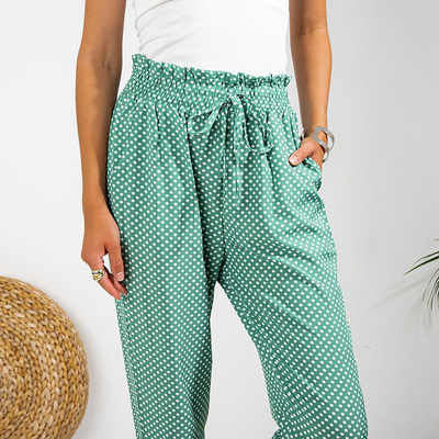 Damen-Hose mit grünen Punkten PLUS SIZE - Kleidung