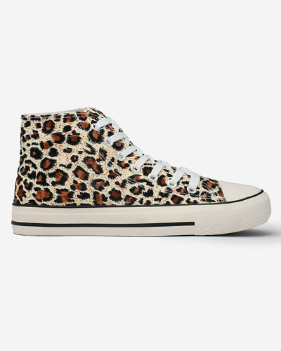Royalfashion Damen beige hohe Sneaker mit modischem Muster Jungle Jive