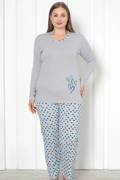 Royalfashion Damen 2-teiliges Baumwoll-Punkte-Pyjama PLUS SIZE
