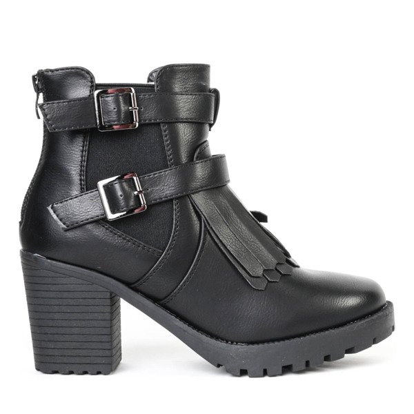 Schwarze Stiefeletten mit Shiori-Fransen - Schuhe
