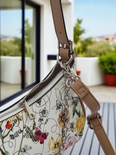 Royalfashion Kleine Damenhandtasche aus Ökoleder mit Blumenmuster Lily Bloom