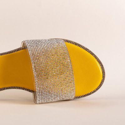 Gelbe Damenpantoffeln mit Zirkonia Verina - Schuhe