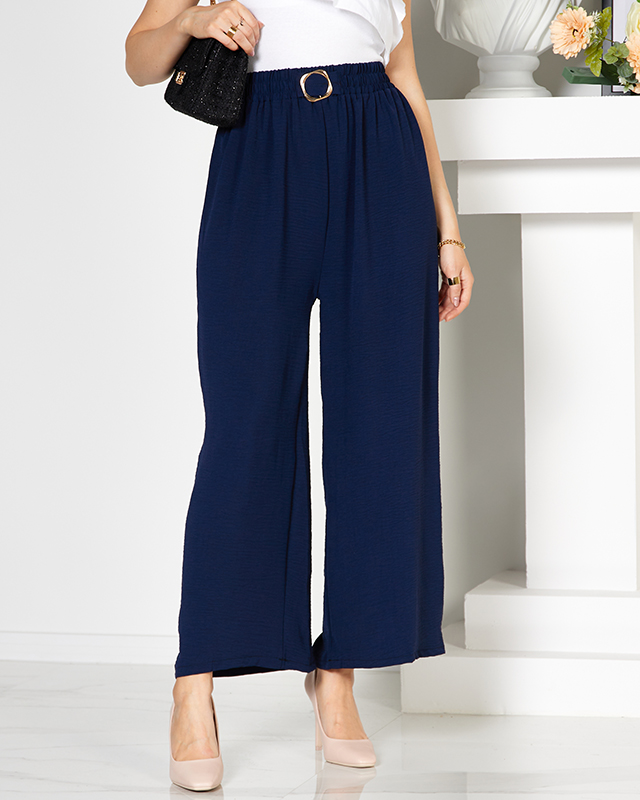 Marineblaue weite Palazzohose für Damen - Kleidung