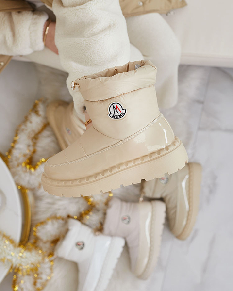 Royalfashion Damen Schlupf-Schneestiefel in beige Farbe Ireda