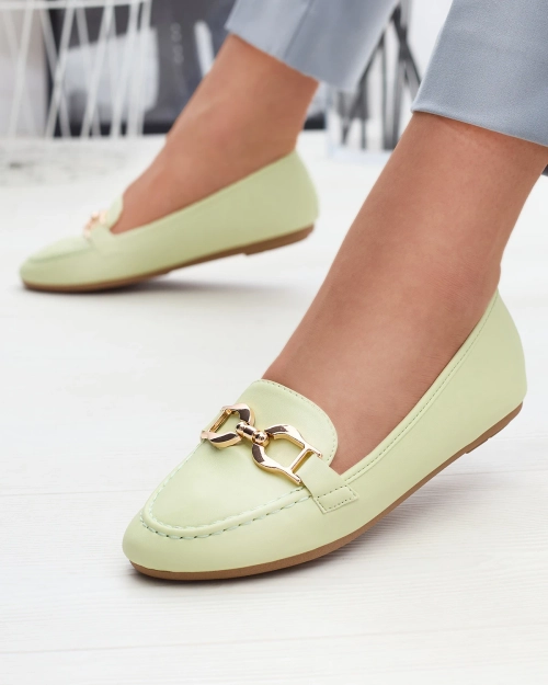 Зелені жіночі мокасини з екошкіри з декором Wiwet-Footwear