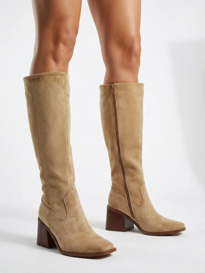 Damen Öko-Wildleder Stiefel mit Blockabsatz Ernala