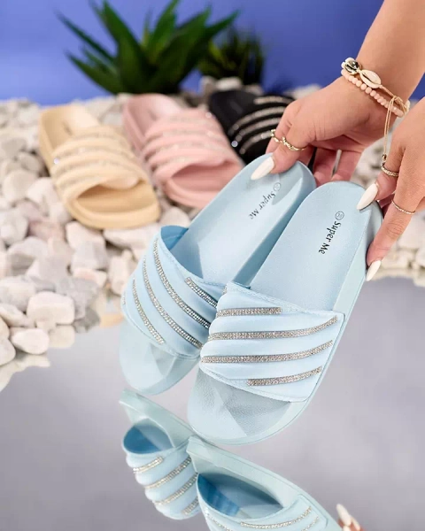 Blaue Damenhausschuhe mit Zirkonia Mytaris - Schuhe