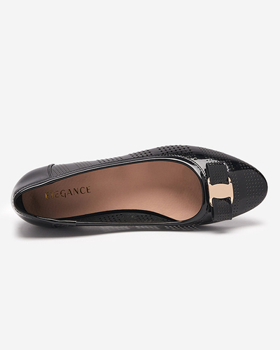 Schwarze durchbrochene Ballerinas für Damen mit Schleife Rumac - Schuhe