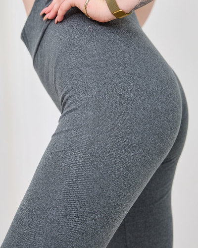 Royalfashion Dunkelgraue gerippte Damen-Leggings