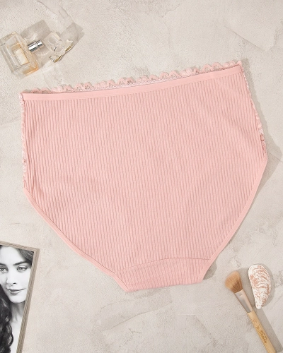 Трусики максі Royalfashion рожеві з мереживом PLUS SIZE