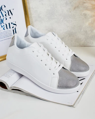 Royalfashion Calista Damen-Sneakers, silber-weiß, stilvoll, Öko-Leder