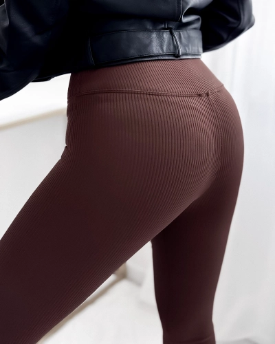 Damen-Leggings in Braun mit Herz - Kleidung