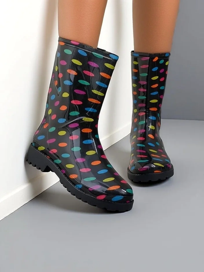 Royalfashion Damen Regenstiefel mit Polka-Dots Kroppes