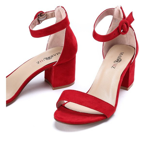 Червоні босоніжки на стійці Мадлен - Взуття