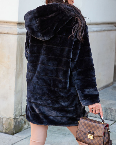 Royalfashion Schwarzer Pelzmantel für Damen