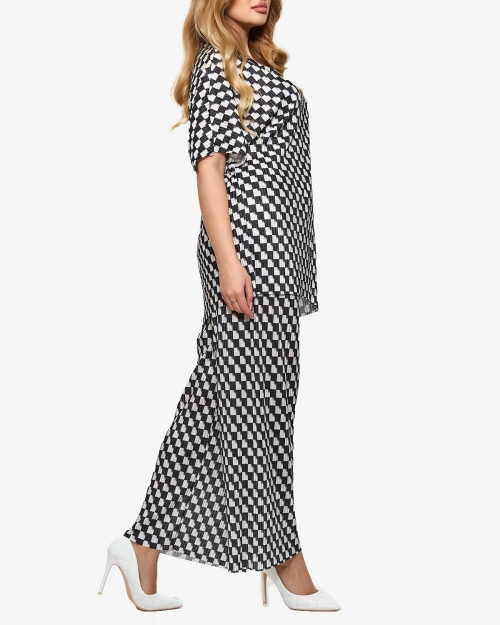 Чорний жіночий плісирований візерунчастий комплект - Одяг