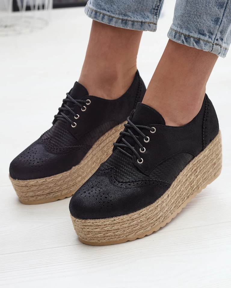 Schwarze Damen-Halbschuhe mit Plateau Jacais- Footwear