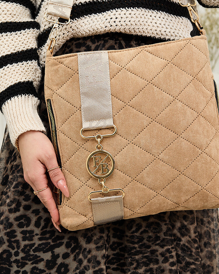 Royalfashion Braun gesteppte Damenhandtasche aus Öko-Wildleder