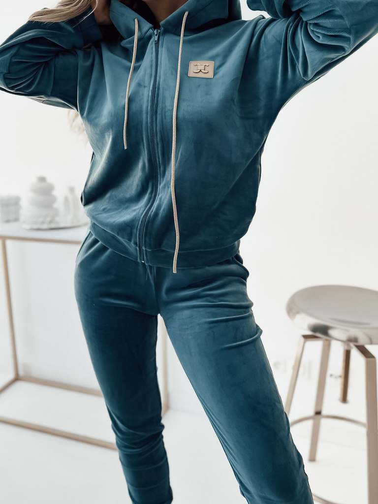 Royalfashion Türkisfarbenes Damen-Sweatshirt-Set mit Patch