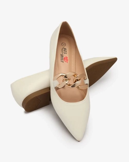 Royalfashion Білі жіночі балетки з загостреним носом Rahha