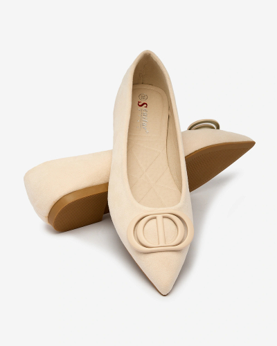 Royalfashion Beige Damen-Ballerinas mit spitzer Spitze und Verzierung auf der Nase Tidita