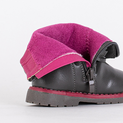 Graue Kinderstiefel aus Öko-Leder Kisso- Footwear
