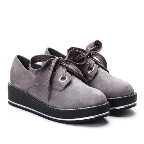 Szare, wiązane creepersy - Obuwie