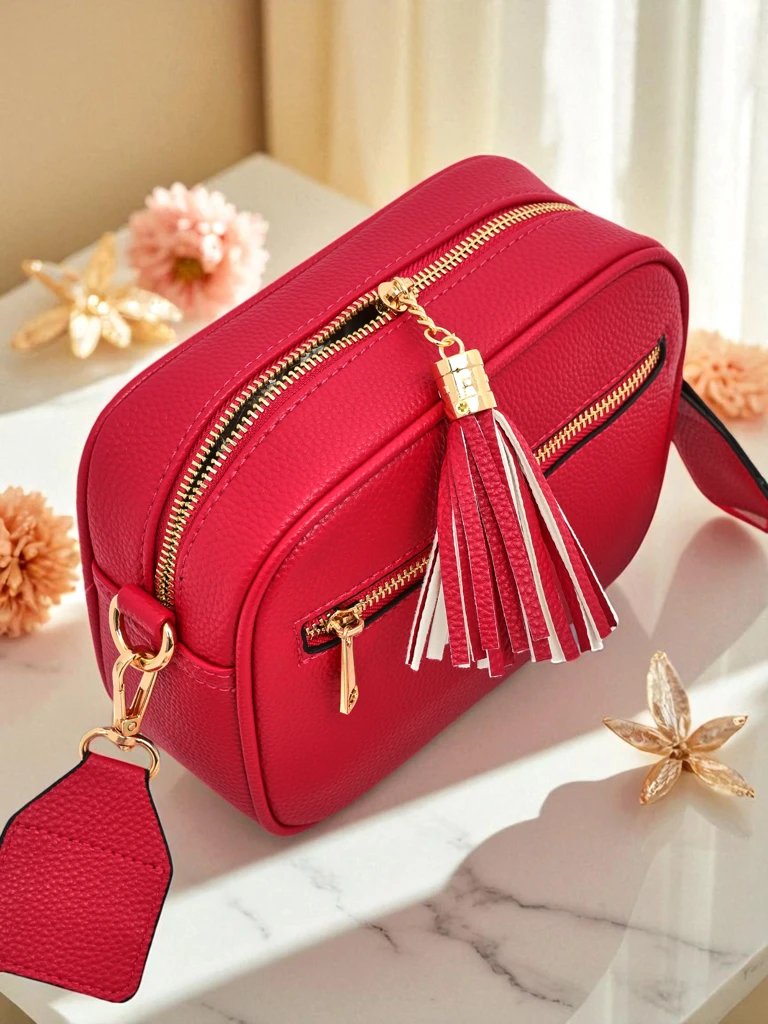 Royalfashion Kleine Damenhandtasche aus Öko-Leder mit buntem Riemen Kovi Lace