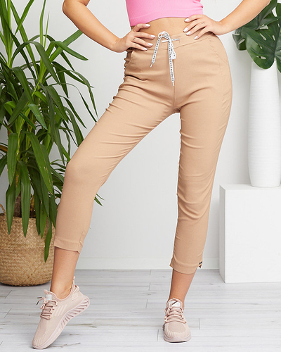 Damenhose aus schlichtem Kamelstoff - Kleidung