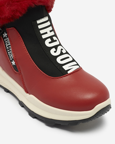 Rote isolierte Damenstiefel mit Fell Scherr- Footwear
