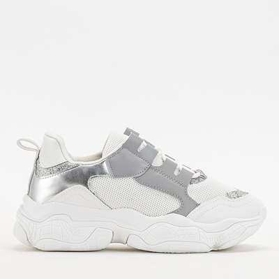 Weiße Plateau-Sneaker für Damen mit silbernen Einsätzen von Verica - Footwear