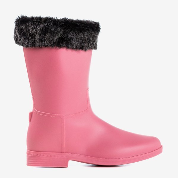 Rosa matte Gummistiefel mit Gumi-Fell - Schuhe