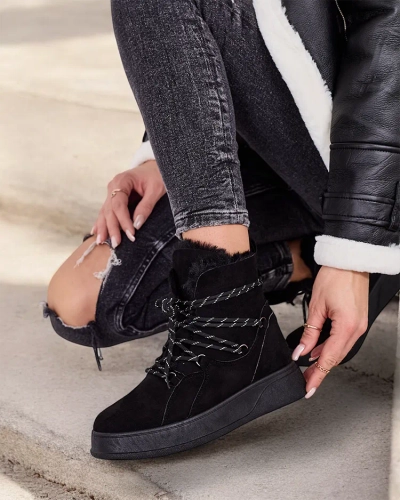 Royalfashion Damen Schnürschnee Stiefel Mommer