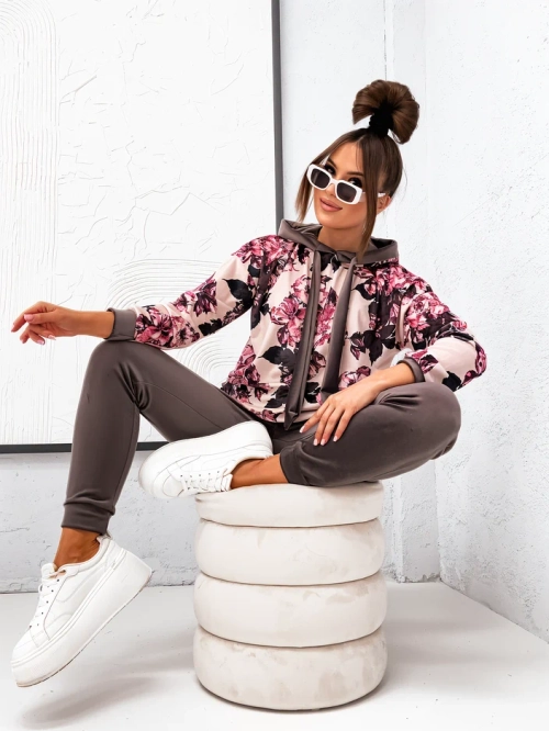 Royalfashion Жіночий бавовняний комплект, схожий на велюр, у квітах