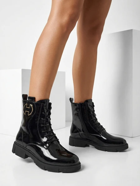 Lackierte Damen Schnürstiefeletten Kalen