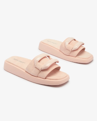 Rosa Damen-Flip-Flops aus Öko-Wildleder Omve - Footwear