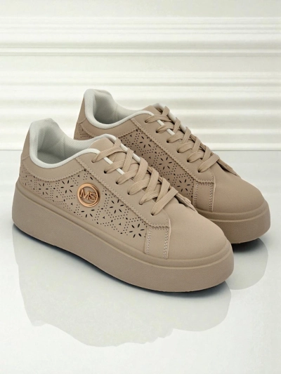 Damen Plateau Sneakers Callista Royalfashion ecru Öko-Leder