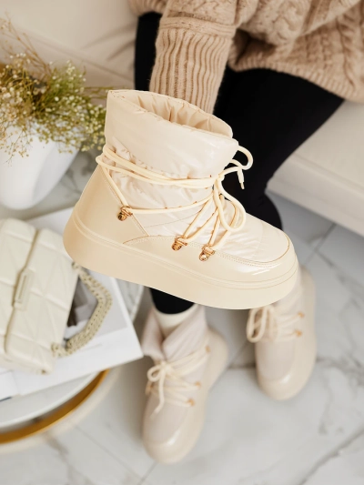 Royalfashion Damen Schlupf-Schneestiefel in Cremefarbe Dabenda